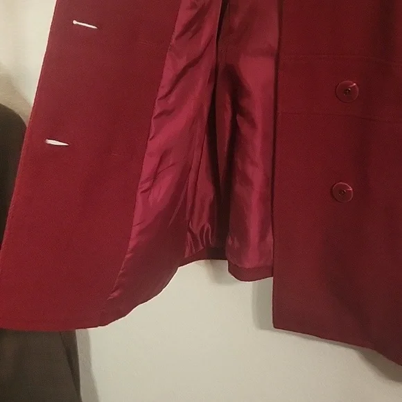 Vintage Lane Bryant Double Breasted Deep Red Peacoat sz 14/16 Lined, Wool Blend - Picture 13 of 14